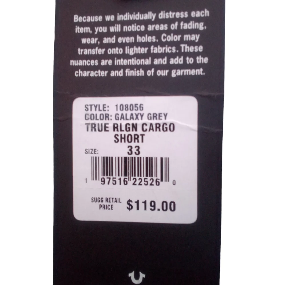 Mens True Religion Cargo Shorts Galaxy Gray - Picture 5 of 5